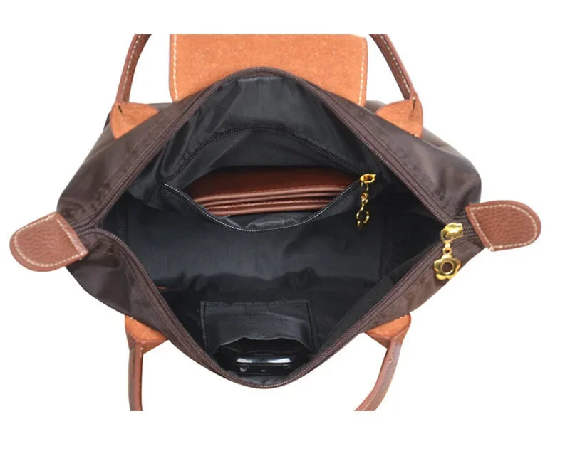 Nylon Sports Fitness Tote Bag – Waterproof Shoulder Handbag with Zipper & Mobile Phone Pocket