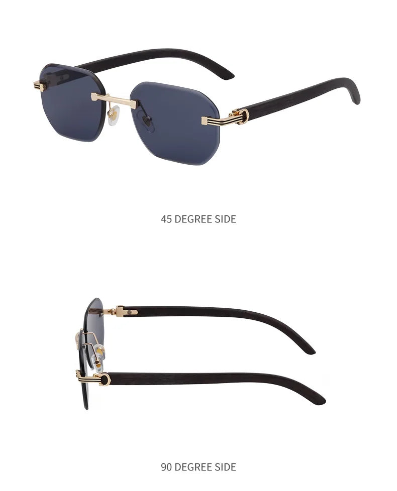 Vintage Square Rimless Sunglasses – Luxury Punk UV400 Anti Blue Light for Men 2025