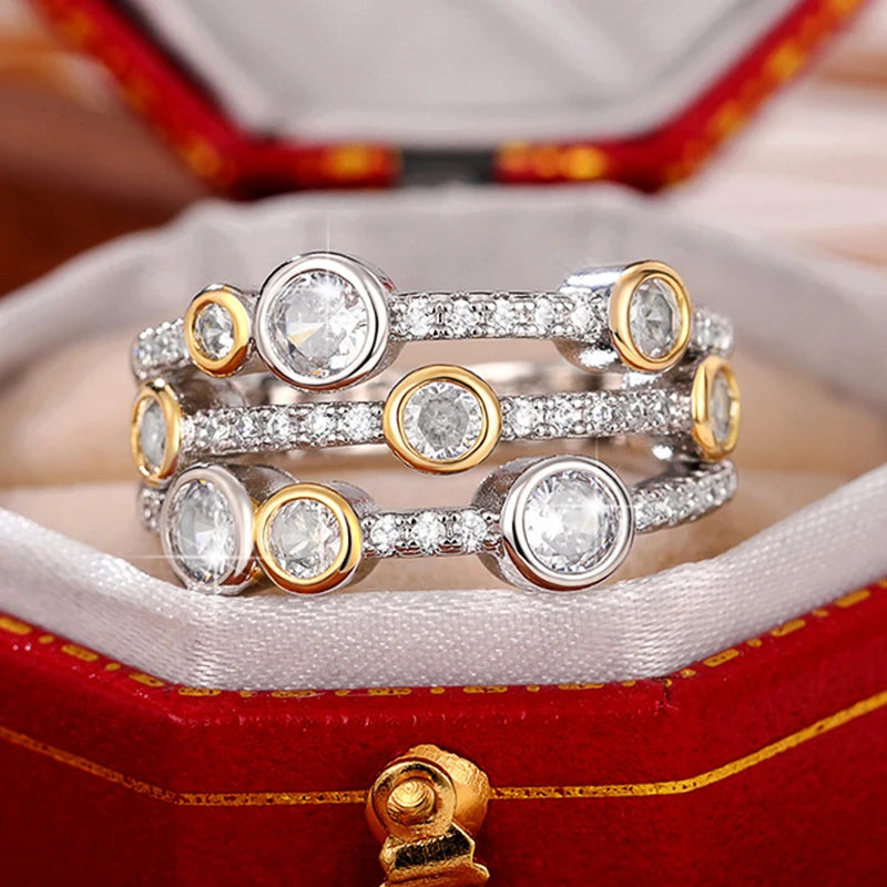 Vintage Two-Tone Cubic Zirconia Ring – Women’s Luxury Anniversary Jewelry