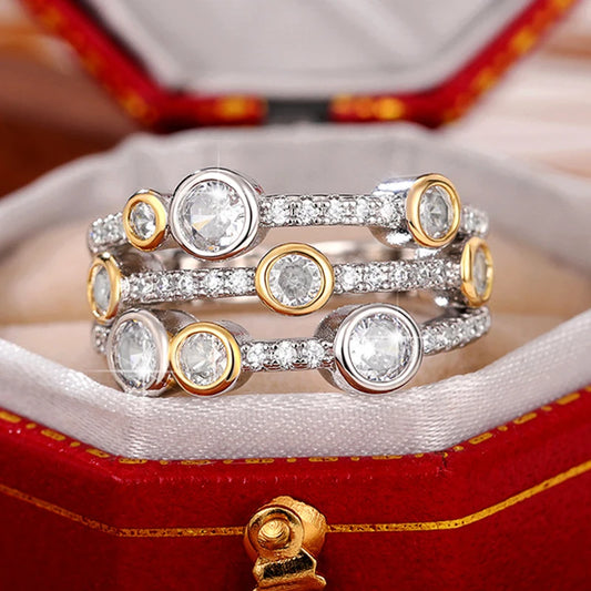 Vintage Two-Tone Cubic Zirconia Ring – Women’s Luxury Anniversary Jewelry