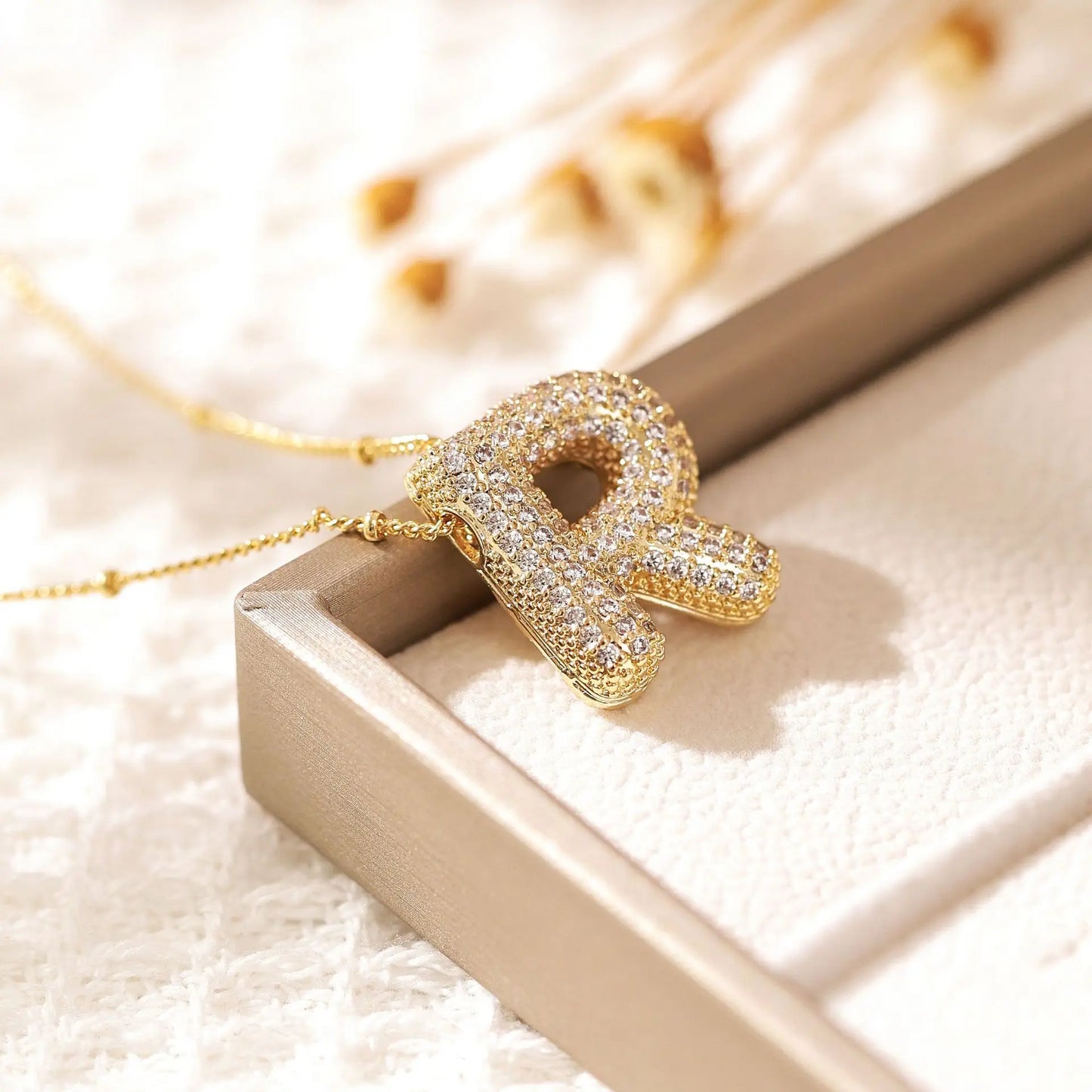 Gold A–Z Letter Necklace – Zircon Pendant Minimalist Chain