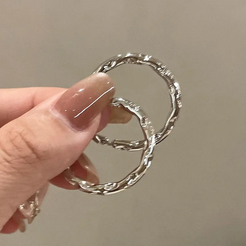 LATS Retro Geometric Hoop Earrings – Irregular Simple Circle Fashion Jewelry for Women