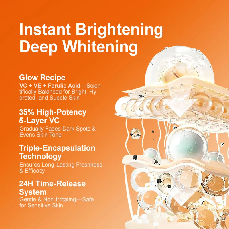 Vitamin C Whitening & Hyaluronic Acid Facial Serum – Moisturizing, Anti-Aging, Brightening & Firming Skin Care Essence