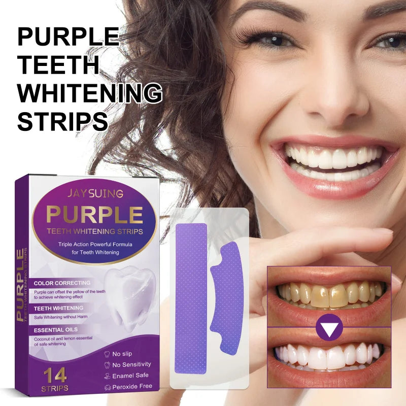 Purple Teeth Whitening Strips – Remove Stains, Fresh Breath & Brighten Smile