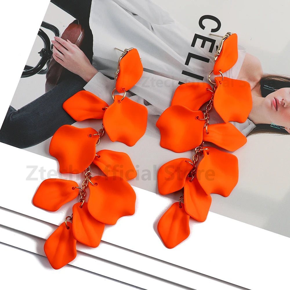 Multicolor Acrylic Petal Tassel Earrings – Luxury Women’s Wedding Jewelry