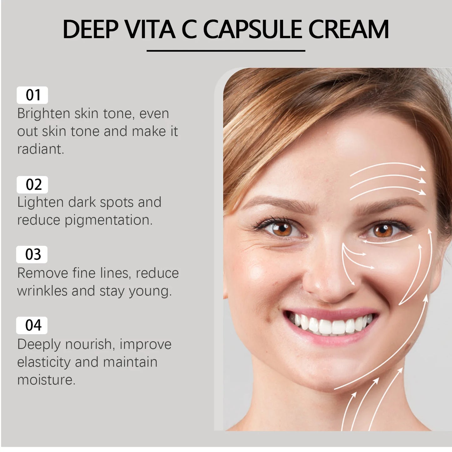 Deep Vita C Capsule Cream – Face Moisturizer Gel with Collagen & Niacinamide | Anti-Wrinkle, Firming, Repairing & Hydrating Skincare
