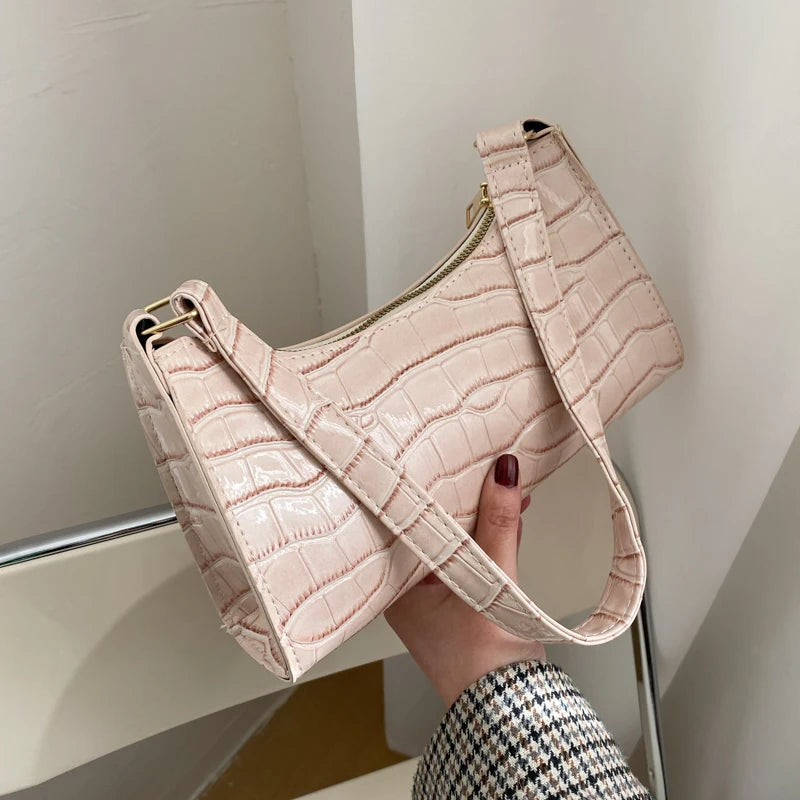 Retro Alligator Pattern PU Leather Handbag – Small Shoulder & Clutch Tote for Women