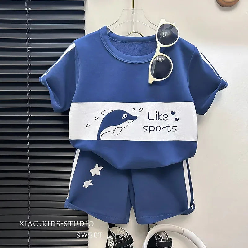 Kids Cotton Summer Set – Short Sleeve Tops & Shorts for Girls & Boys