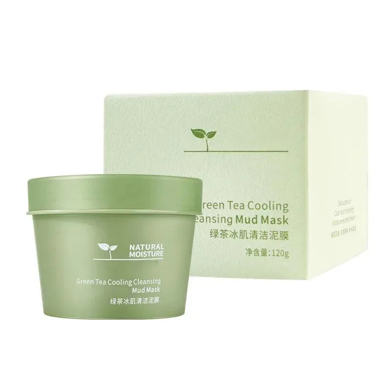Green Tea Ice Mud Mask – Deep Cleansing, Moisturizing, Oil Control & Blackhead Removal with Applicator (120g)