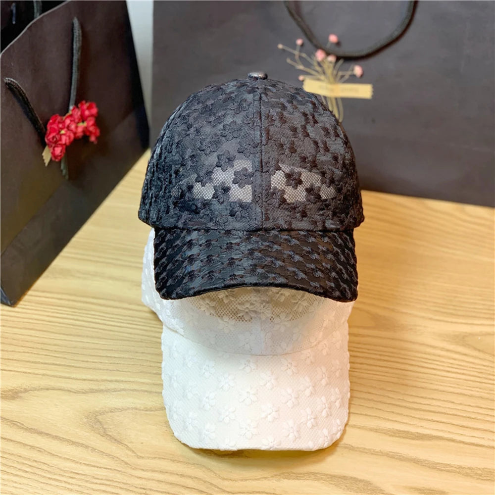 Lace Flower Thin Baseball Cap – Women’s Summer Breathable Sun Hat