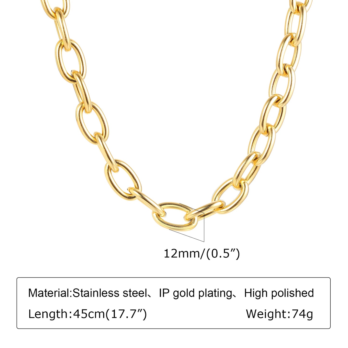 Chunky Gold Link Necklace – Thick Oval Chain Choker for Women