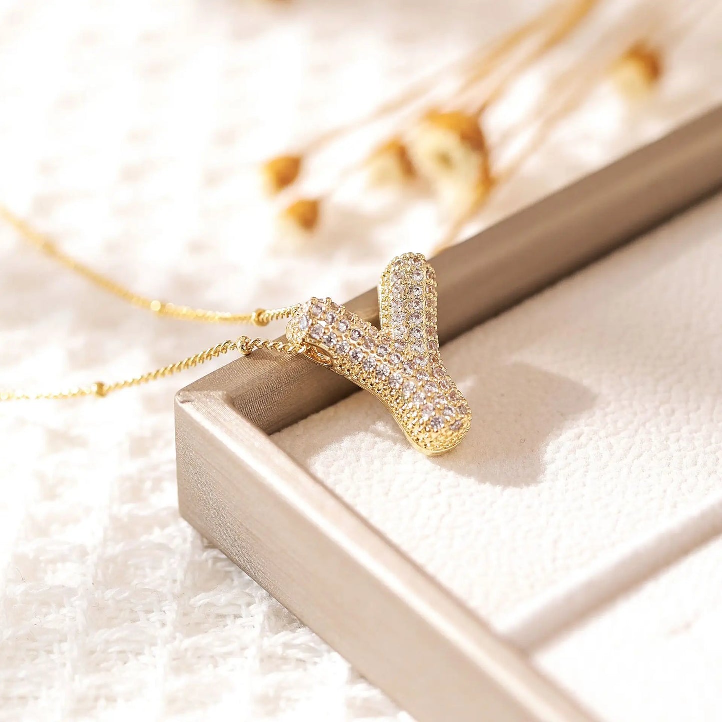 Gold A–Z Letter Necklace – Zircon Pendant Minimalist Chain