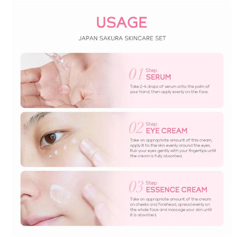Sakura Skincare Gift Set – Cream, Toner, Serum & More (3/5pcs)