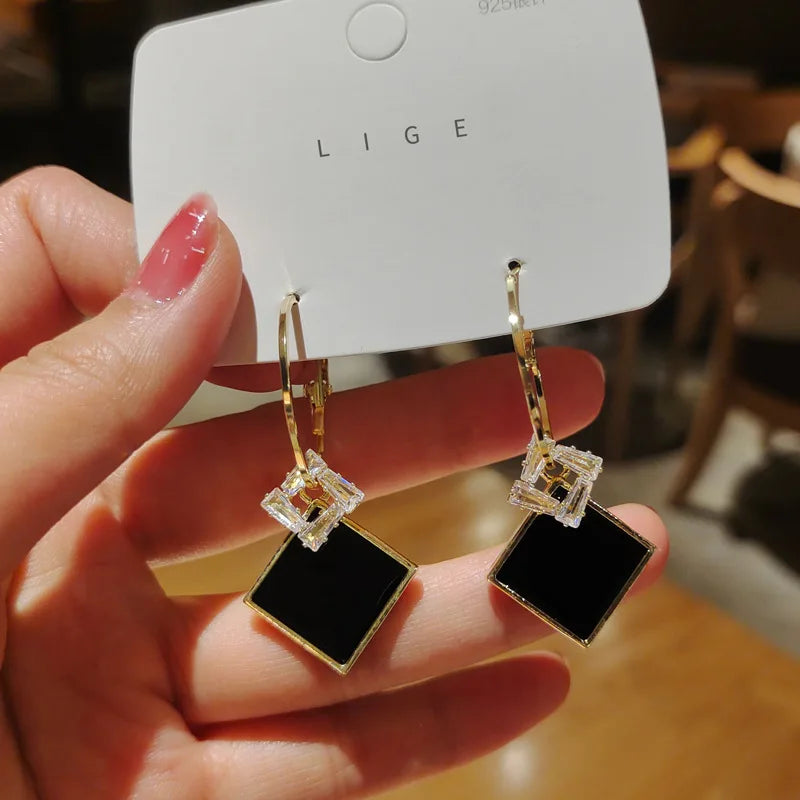 Rectangular Zircon Earrings – Elegant Women’s Wedding Jewelry