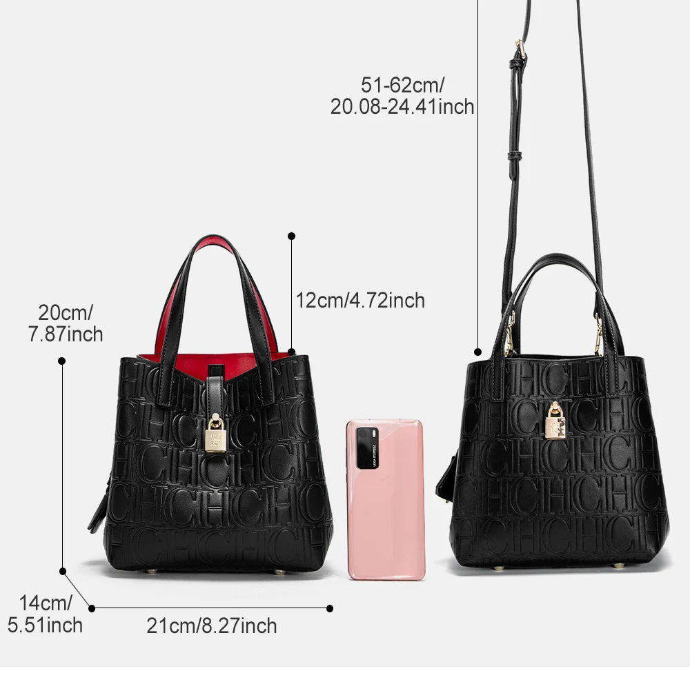 CHCH Women’s Steel Embossed Handheld Tote Bag – Mother’s Shopping Bag