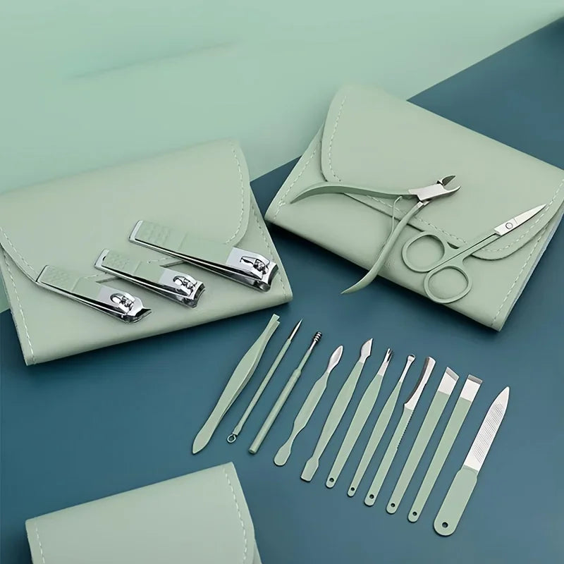 16pcs Manicure & Pedicure Set – Professional Nail Clippers with Travel Case