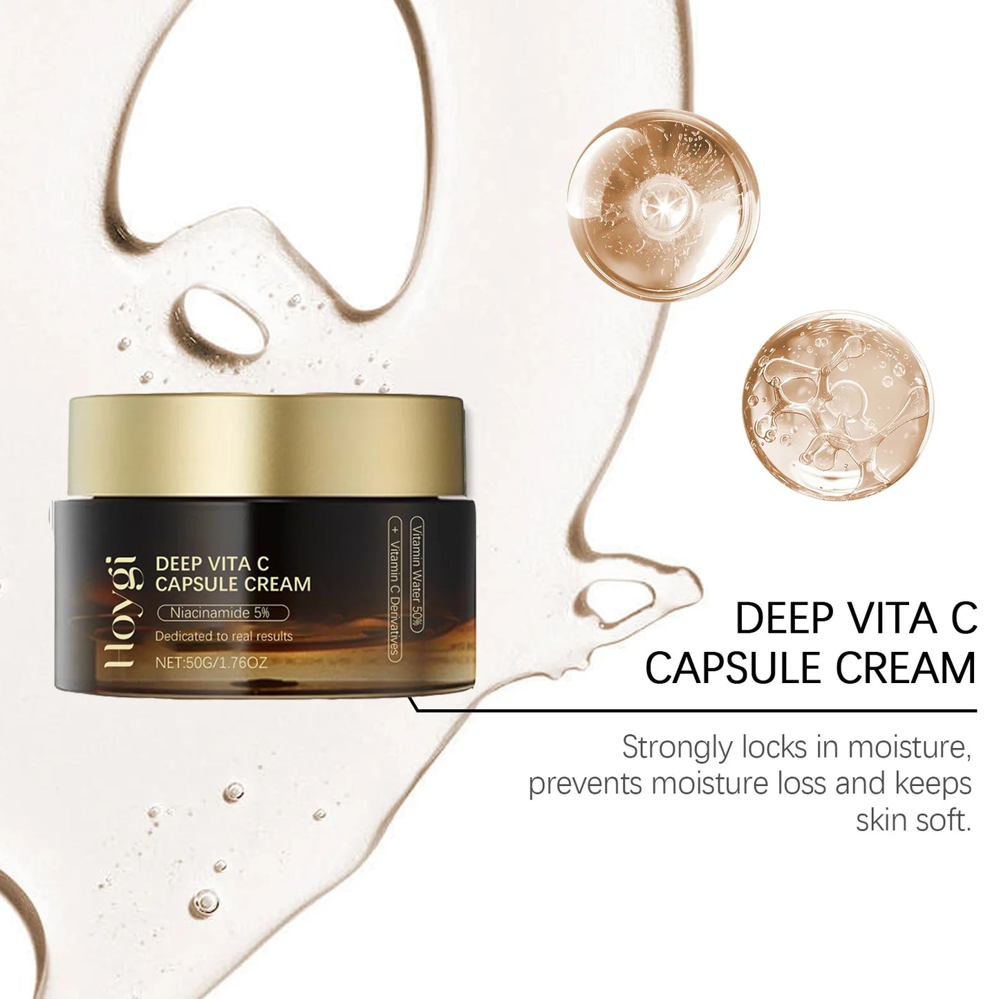 Deep Vita C Capsule Cream – Face Moisturizer Gel with Collagen & Niacinamide | Anti-Wrinkle, Firming, Repairing & Hydrating Skincare