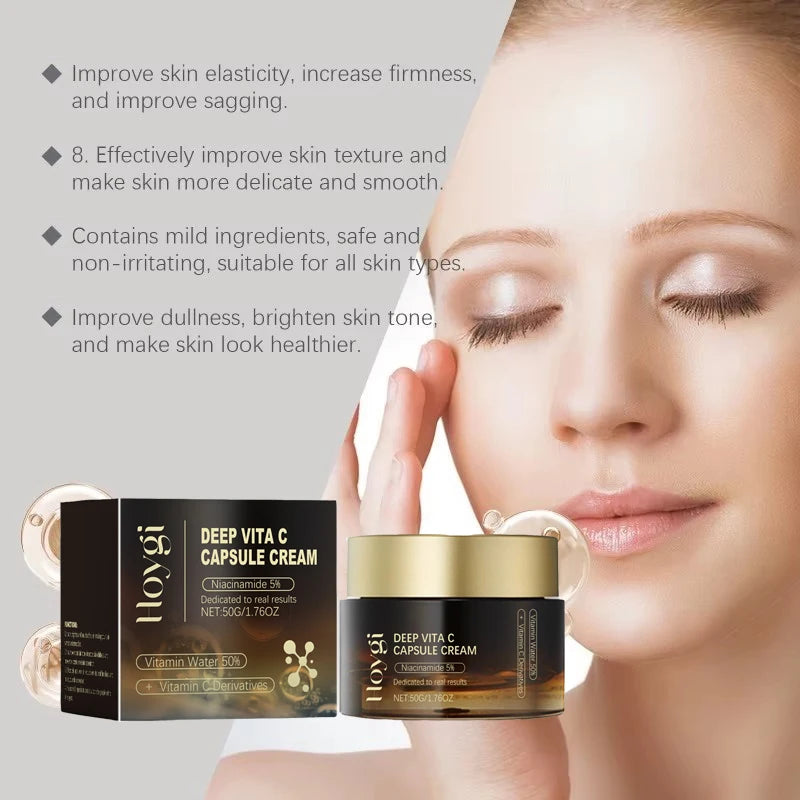 Deep Vita C Capsule Cream – Face Moisturizer Gel with Collagen & Niacinamide | Anti-Wrinkle, Firming, Repairing & Hydrating Skincare