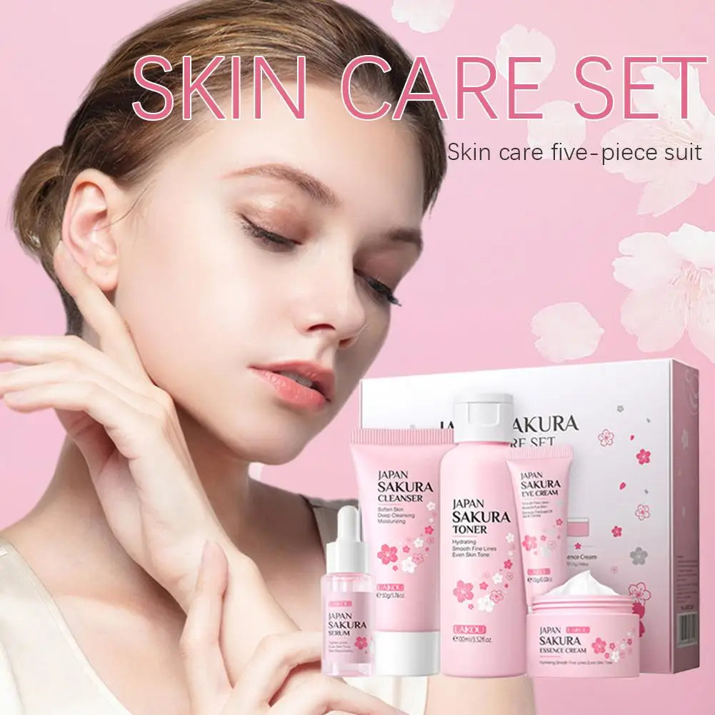 Sakura Skincare Gift Set – Cream, Toner, Serum & More (3/5pcs)