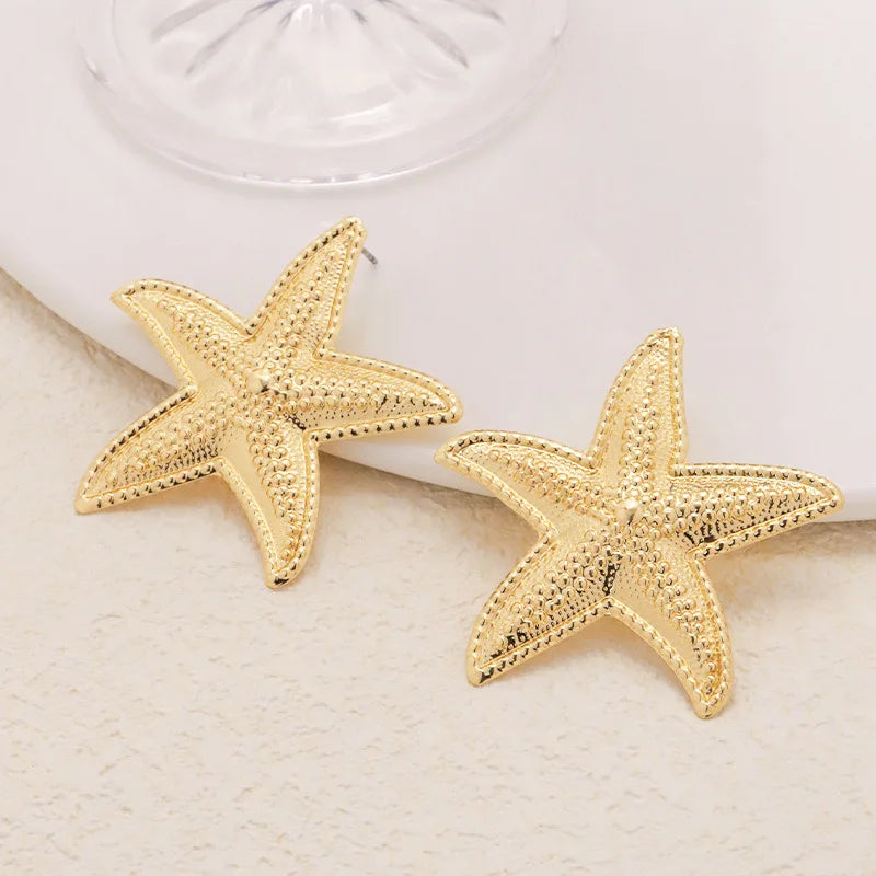 Boho Starfish Shell Ear Cuffs – Asymmetrical Beach Party Earrings for Women