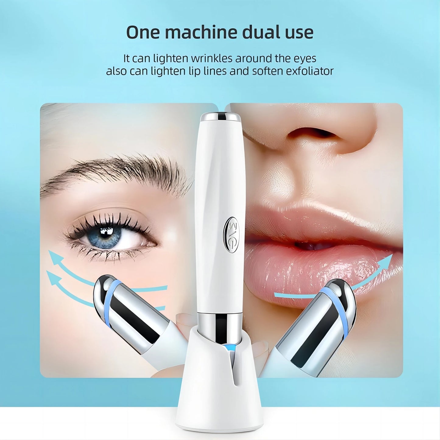 5 In 1 Eye Beauty Device Facial Massager Led Red Light Therapy Wand for Relax Eye Dark Circles Eye Bags Puffiness Skincare Tool