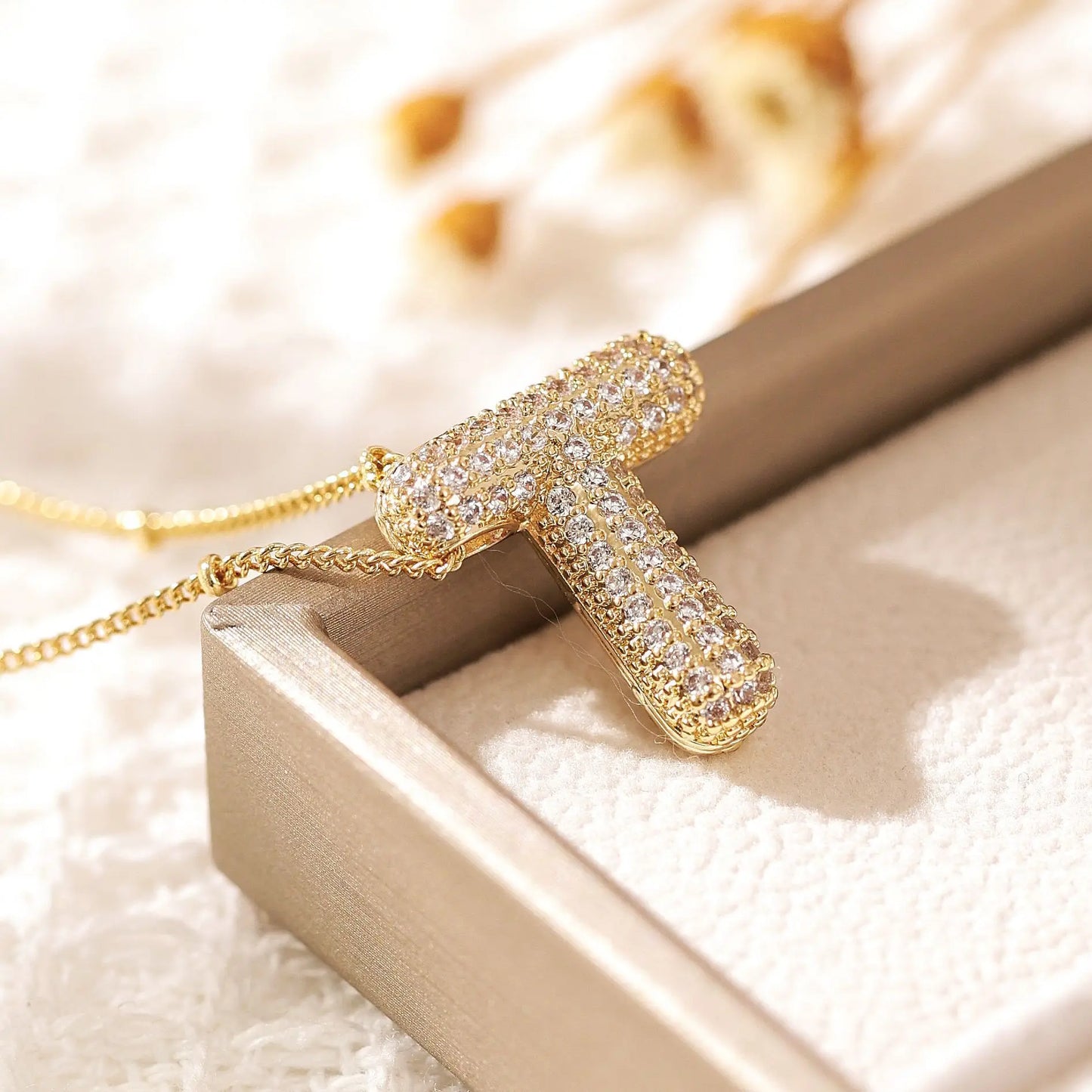 Gold A–Z Letter Necklace – Zircon Pendant Minimalist Chain