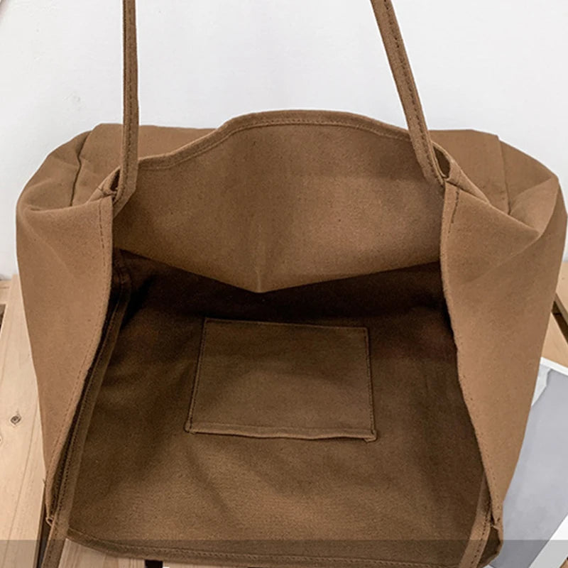 Large Capacity Canvas Tote – Eco-Friendly Reusable Shopper Shoulder Bag for Women
