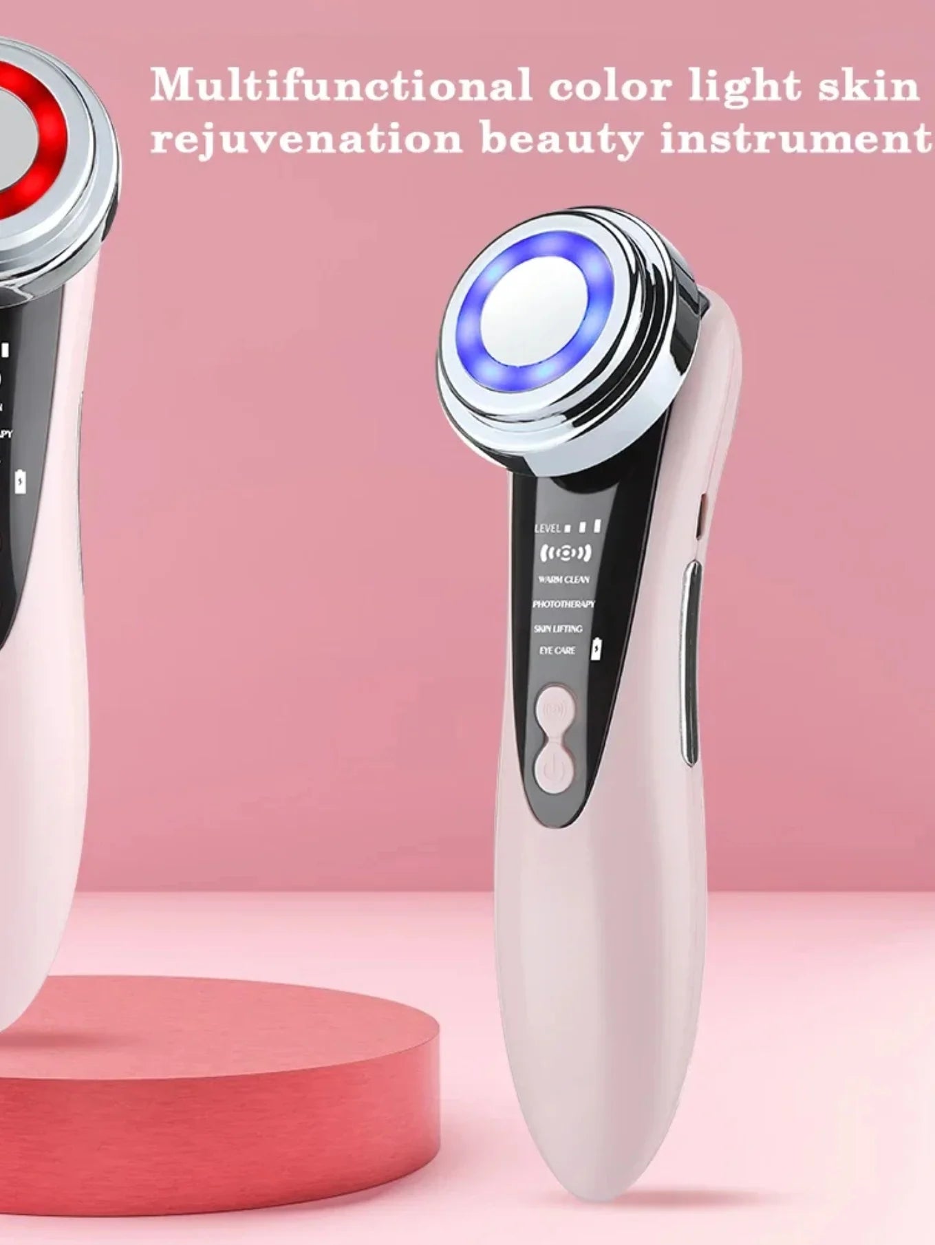 5-in-1 Facial Massager – LED Light Therapy, Eye Care & Skin Smoothing | USB Rechargeable Skincare Device