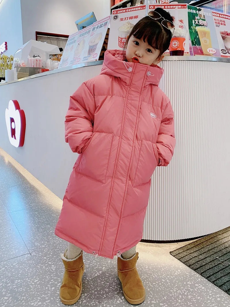 Winter Warm Girls Hooded Puff Jacket – Cotton Lined Zipper Coat, Thick Kids School Outfits 2-14Y