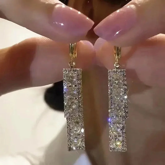 Rectangular Zircon Earrings – Elegant Women’s Wedding Jewelry