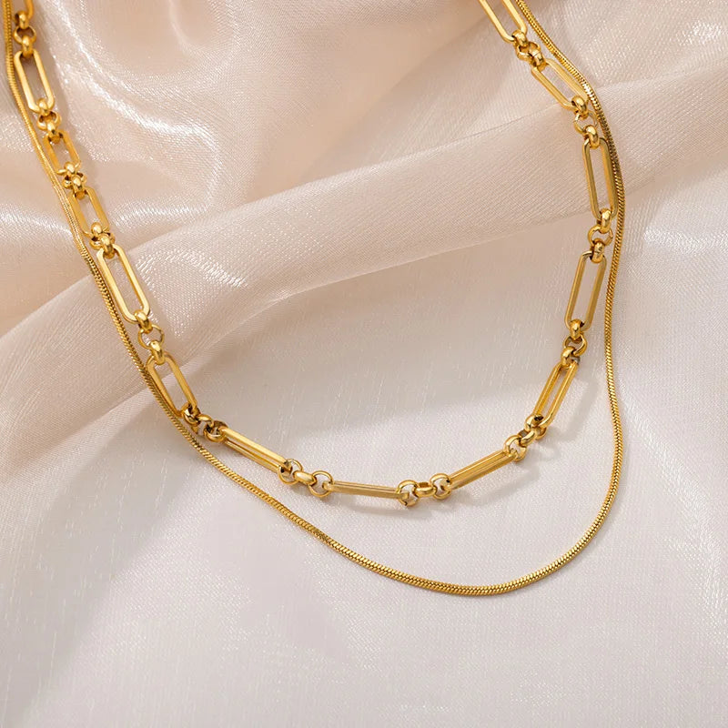 316L Stainless Steel Multilayer Heart Necklace – Gold Goth Clavicle Choker for Women