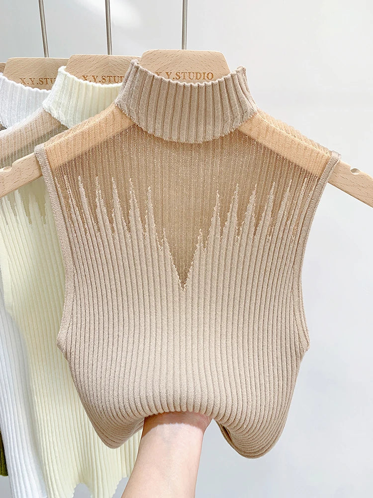 Y2K Mesh Knit Tank Top – Sleeveless Cut-Out Streetwear Style