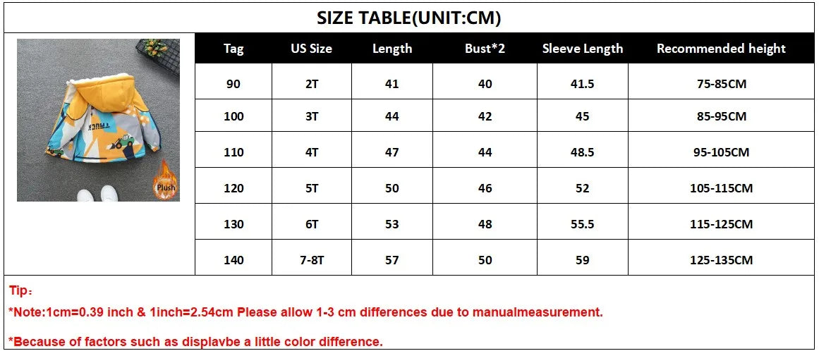 2025 Boys Cotton Coat – Kids Cartoon Car Print Hooded Warm Winter Parka Outerwear