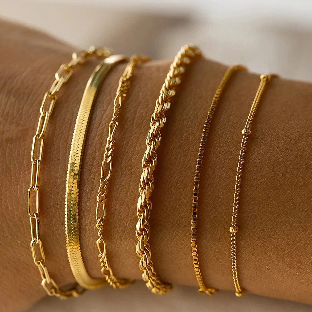 Gold Stainless Steel Twist Cuban Chain Bracelet – Women’s Jewelry Gift