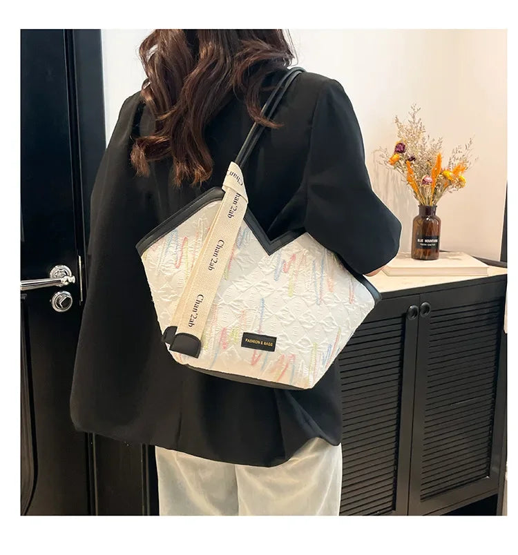 Large Capacity PU Tote – Minimalist Versatile Shoulder Bag for Women