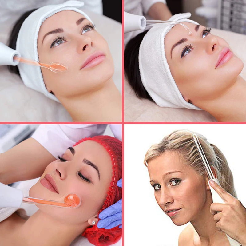 4-in-1 High Frequency Facial Therapy Wand – Galvanic Skin Care & Hair Growth Tool
