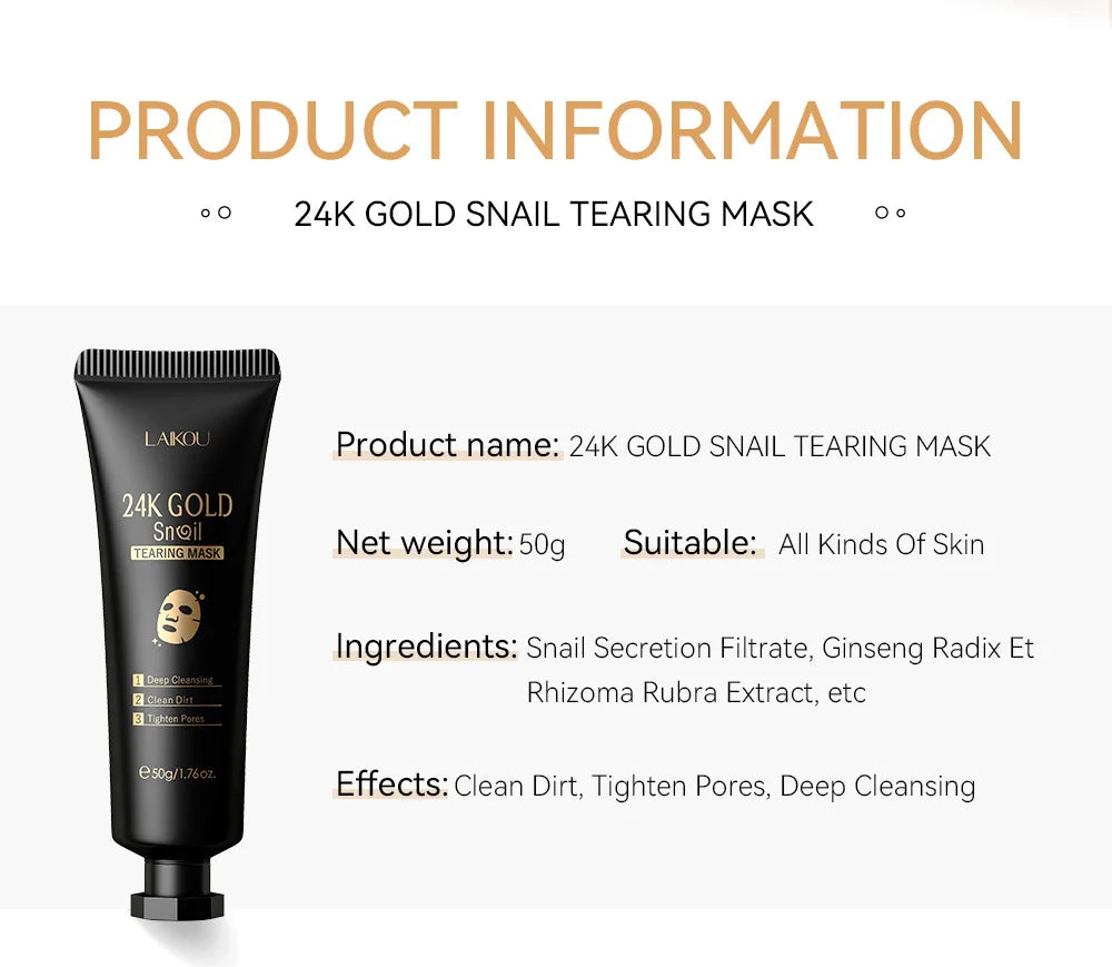 LAIKOU 24K Gold Sakura Peel-Off Mask – Anti-Wrinkle & Blackhead Removal