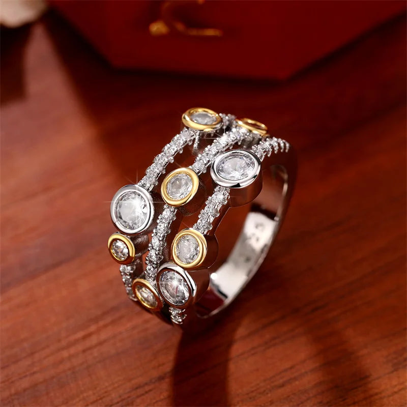 Vintage Two-Tone Cubic Zirconia Ring – Women’s Luxury Anniversary Jewelry