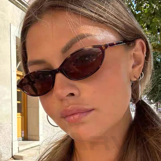 2025 Women’s Leopard Brown Sunglasses – Retro Oval Small Frame Fashion Eyewear