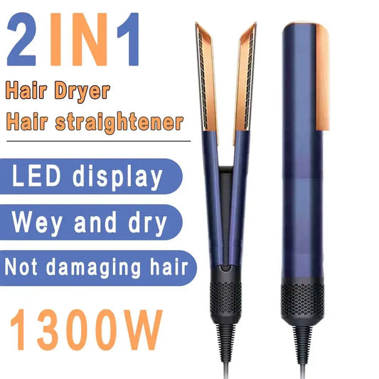 2-in-1 Professional Hair Dryer & Straightener – Quick-Dry Negative Ion Styling Tool