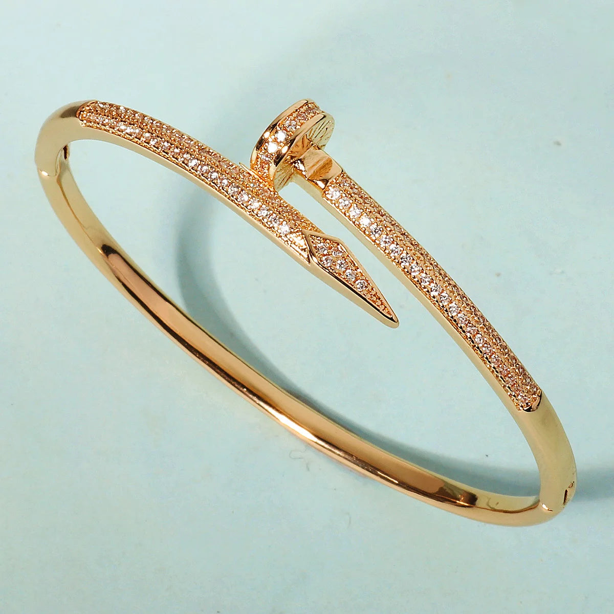 Classic Stainless Steel Nail Bracelet – Sparkling Zircon Bangle Jewelry Gift