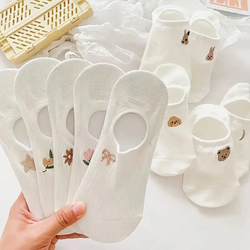 Cartoon Teddy Bear Ankle Socks – 5/10/20 Pairs Breathable & Cute