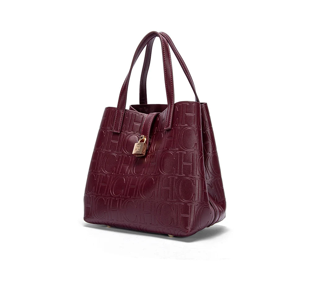 CHCH Women’s Steel Embossed Handheld Tote Bag – Mother’s Shopping Bag