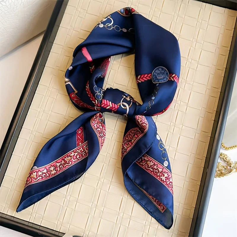 2025 New 70x70cm Printed Women’s Silk Scarf – Luxury Pashmina Square Shawl & Headband