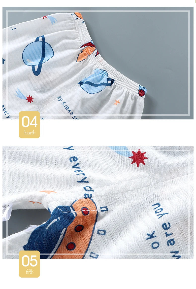 Children’s Summer Cotton Sleepwear Set – Short Sleeve T-Shirt & Shorts for Boys & Girls