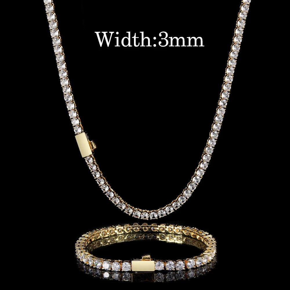 18K Gold Plated Iced Out Tennis Chain – Cubic Zirconia Hip Hop Necklace