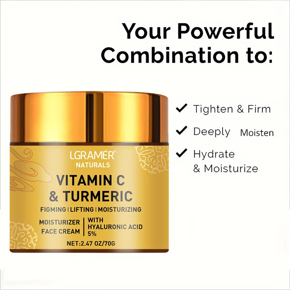Turmeric & Vitamin C Face Cream – Retinol, Hyaluronic Acid | Moisturizing, Firming, Brightening, Repairing & Whitening Skincare
