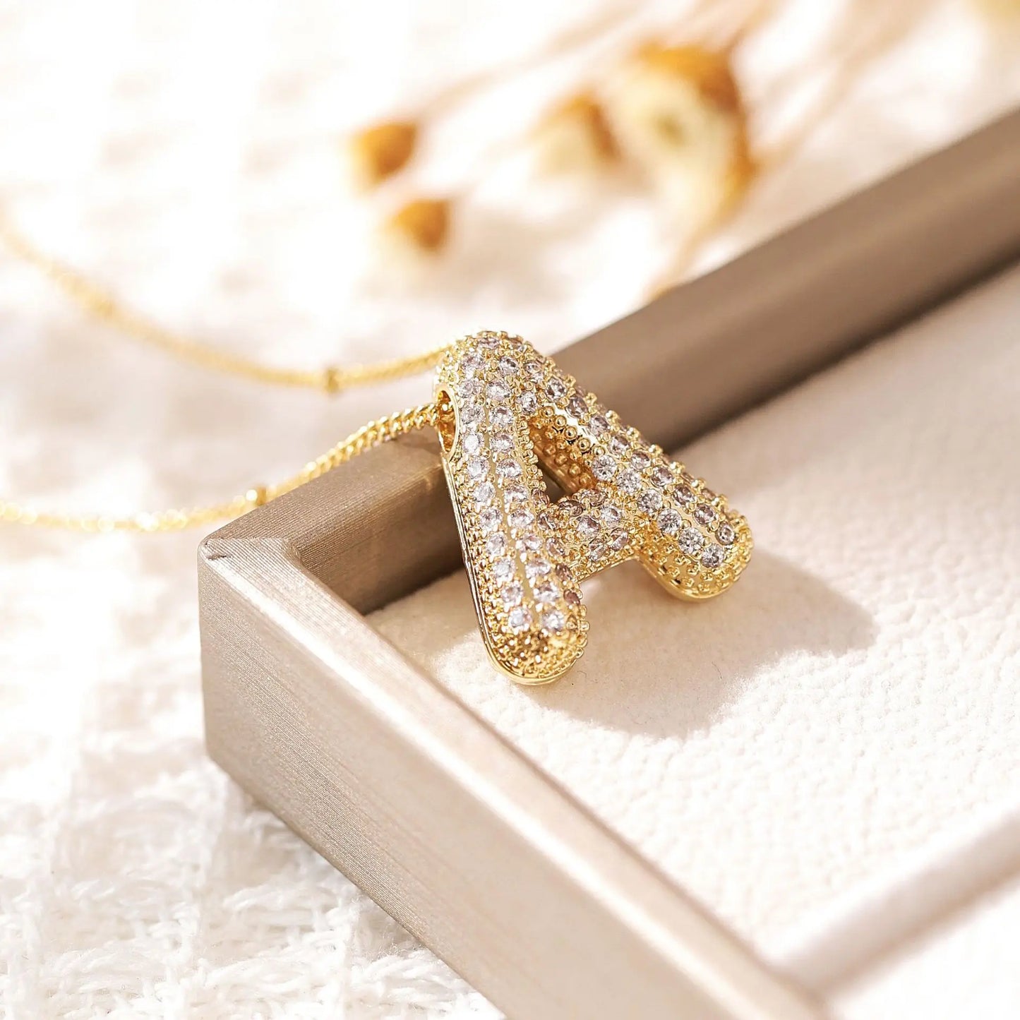 Gold A–Z Letter Necklace – Zircon Pendant Minimalist Chain