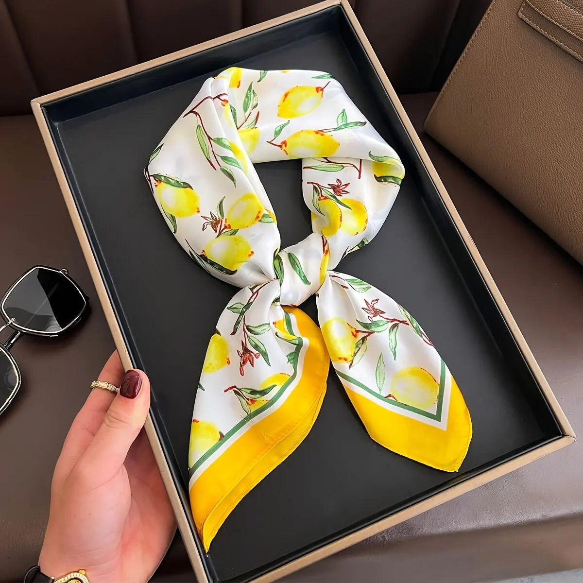 2025 New 70x70cm Printed Women’s Silk Scarf – Luxury Pashmina Square Shawl & Headband