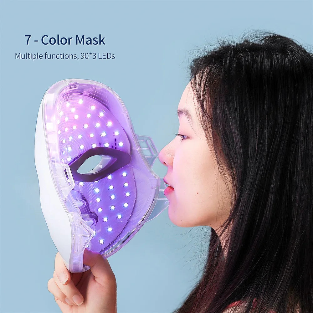 Wireless 7-Color LED Face Beauty Machine – Photon Therapy Facial & Neck Mask for Skin Tightening and Rejuvenation